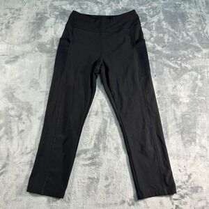 Cali Active Black Ribbed Side Pocket Activewear Leggings Capris Size S